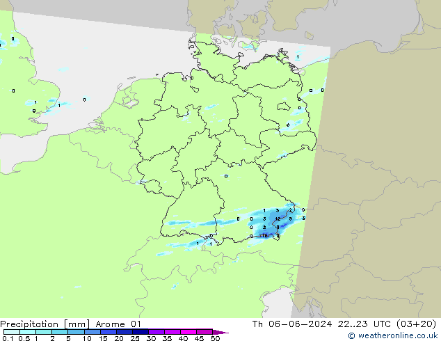 Neerslag Arome 01 do 06.06.2024 23 UTC