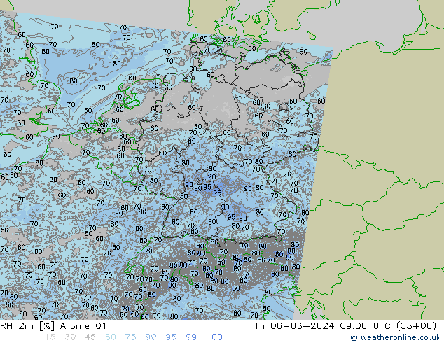 RH 2m Arome 01 Do 06.06.2024 09 UTC