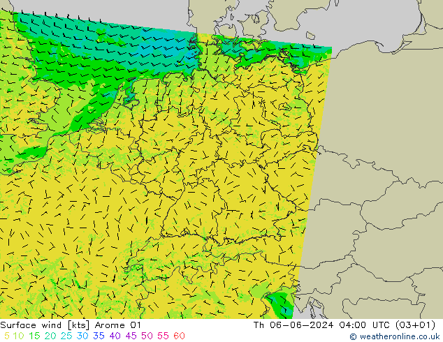 Bodenwind Arome 01 Do 06.06.2024 04 UTC