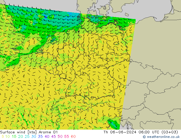 Bodenwind Arome 01 Do 06.06.2024 06 UTC