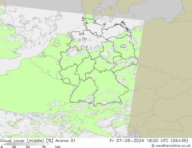 oblačnosti uprostřed Arome 01 Pá 07.06.2024 18 UTC