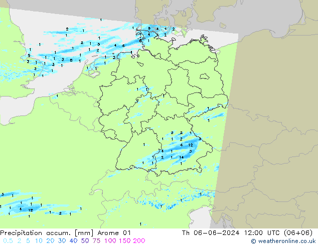 Precipitation accum. Arome 01 gio 06.06.2024 12 UTC