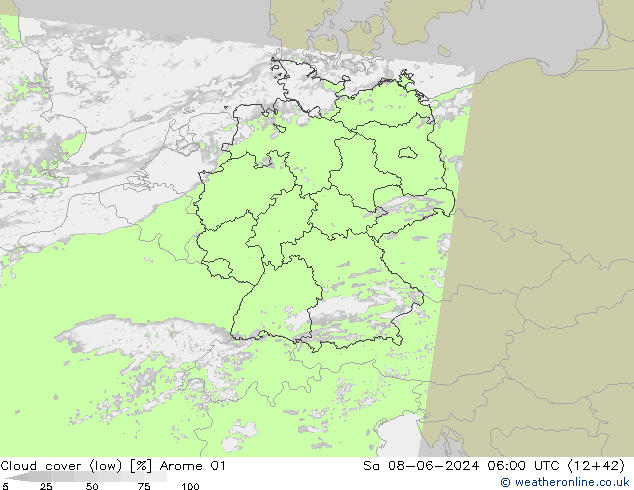 Wolken (tief) Arome 01 Sa 08.06.2024 06 UTC