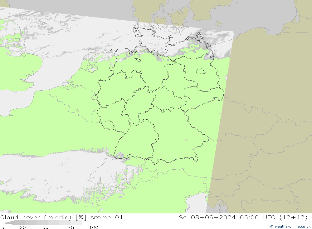 Bewolking (Middelb.) Arome 01 za 08.06.2024 06 UTC