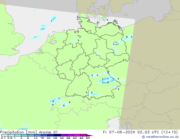 Precipitation Arome 01 Fr 07.06.2024 03 UTC