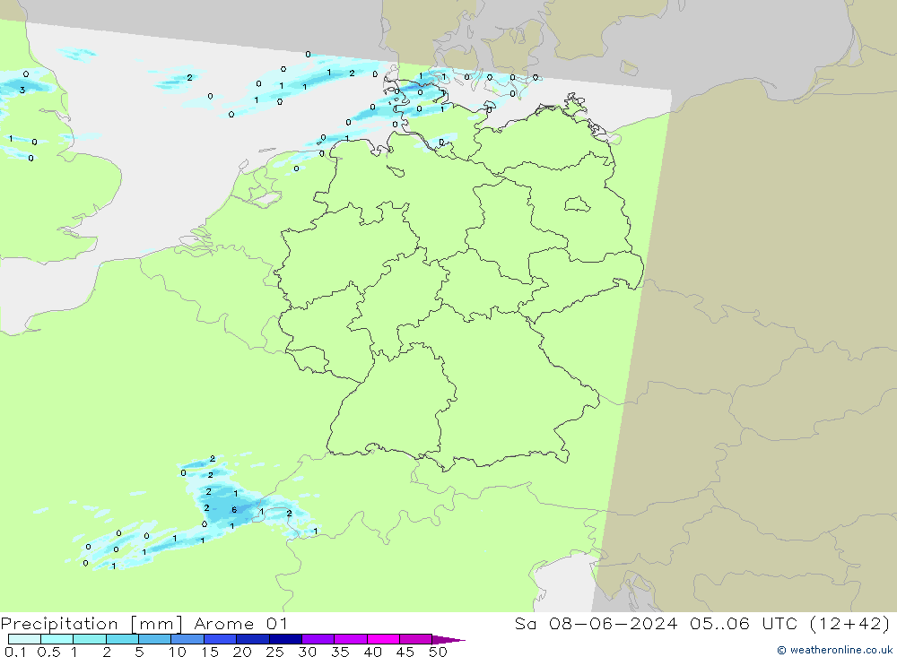 Precipitation Arome 01 Sa 08.06.2024 06 UTC