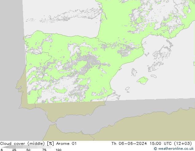 Cloud cover (middle) Arome 01 Th 06.06.2024 15 UTC