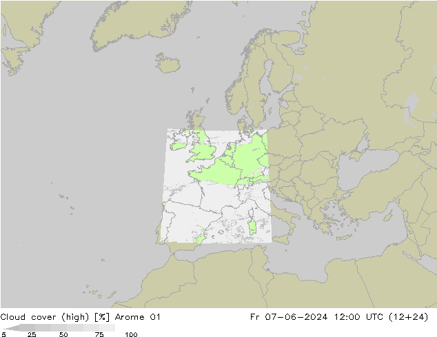 Bewolking (Hoog) Arome 01 vr 07.06.2024 12 UTC