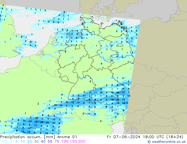 Precipitation accum. Arome 01 Sex 07.06.2024 18 UTC