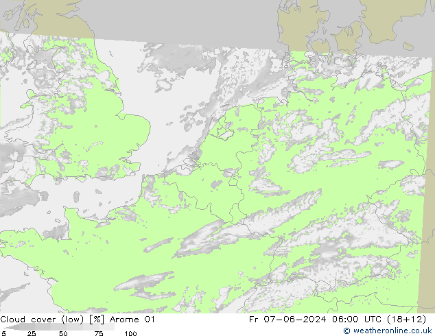 Wolken (tief) Arome 01 Fr 07.06.2024 06 UTC