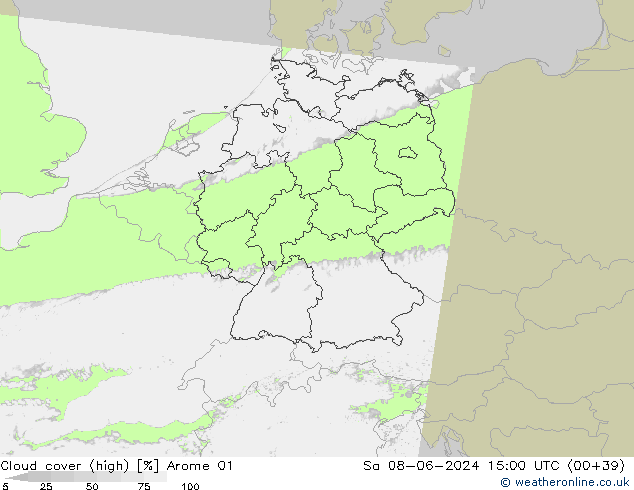 nuvens (high) Arome 01 Sáb 08.06.2024 15 UTC