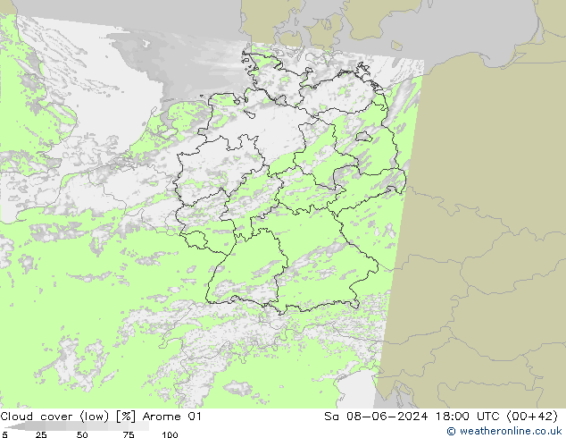 Nubi basse Arome 01 sab 08.06.2024 18 UTC