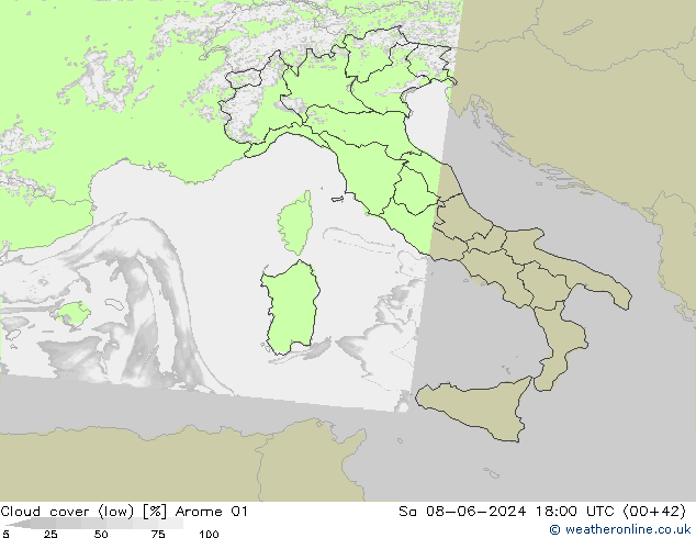 nuvens (baixo) Arome 01 Sáb 08.06.2024 18 UTC