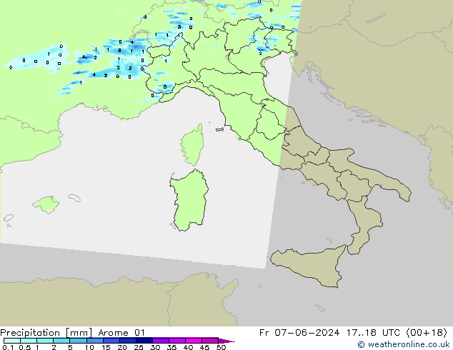 Precipitation Arome 01 Fr 07.06.2024 18 UTC