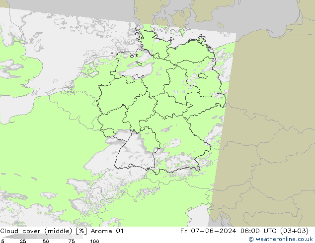 Nuages (moyen) Arome 01 ven 07.06.2024 06 UTC