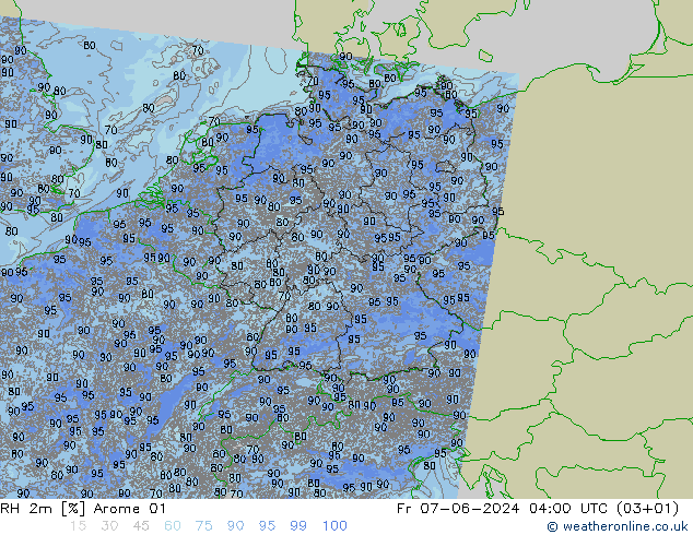 RH 2m Arome 01 ven 07.06.2024 04 UTC