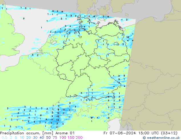 Precipitation accum. Arome 01 Fr 07.06.2024 15 UTC