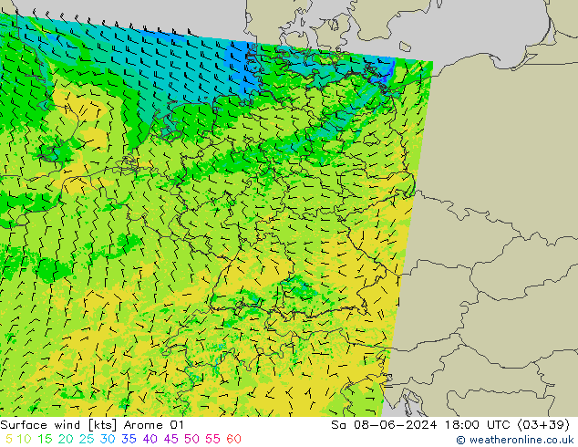 Surface wind Arome 01 Sa 08.06.2024 18 UTC