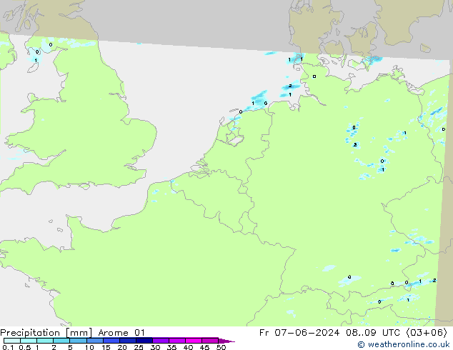 Niederschlag Arome 01 Fr 07.06.2024 09 UTC