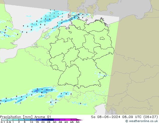 Precipitazione Arome 01 sab 08.06.2024 09 UTC