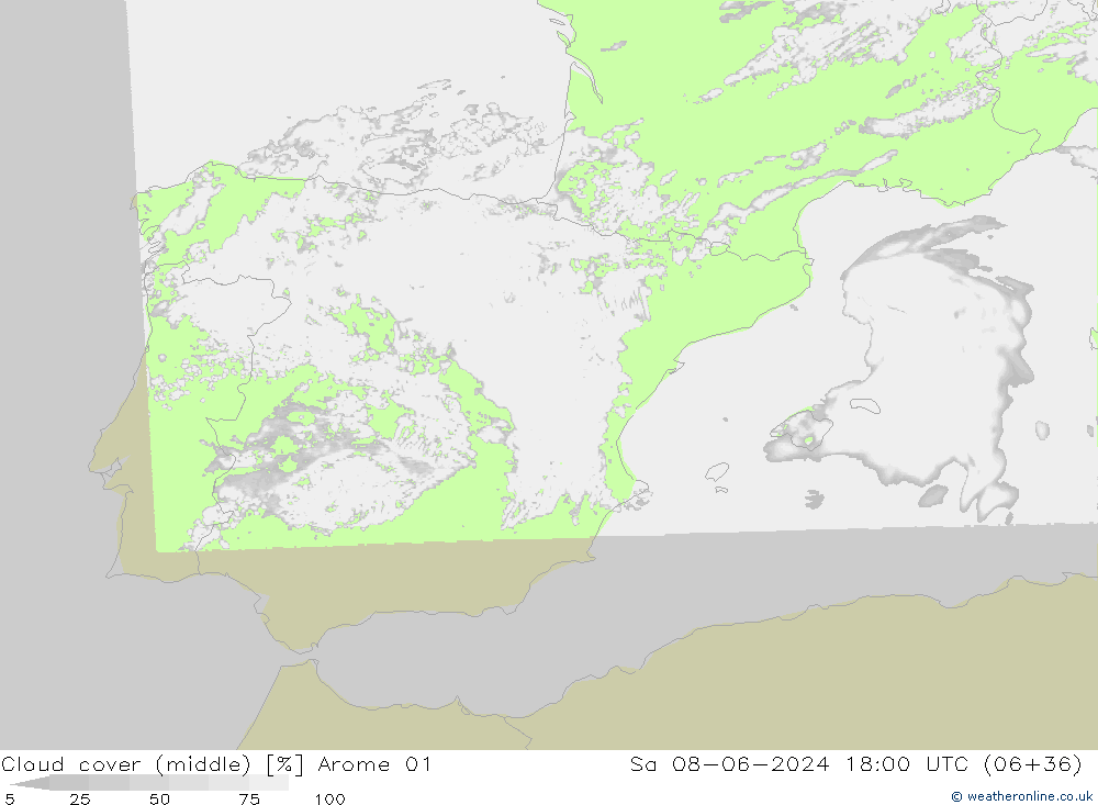 Bewolking (Middelb.) Arome 01 za 08.06.2024 18 UTC