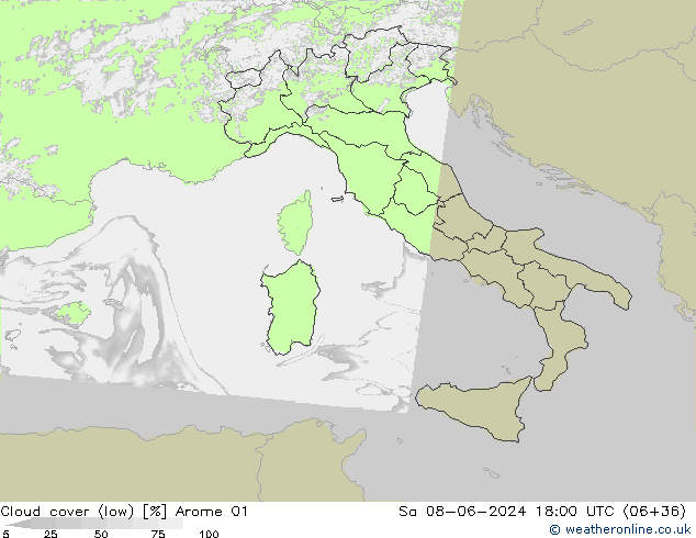 облака (низкий) Arome 01 сб 08.06.2024 18 UTC