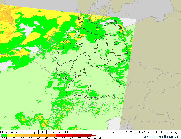 Max. wind velocity Arome 01 Sex 07.06.2024 15 UTC