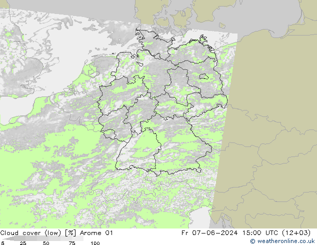 Nuages (bas) Arome 01 ven 07.06.2024 15 UTC