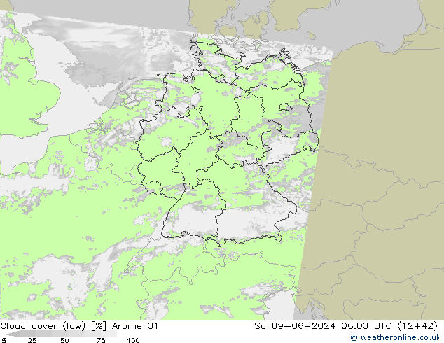 Wolken (tief) Arome 01 So 09.06.2024 06 UTC