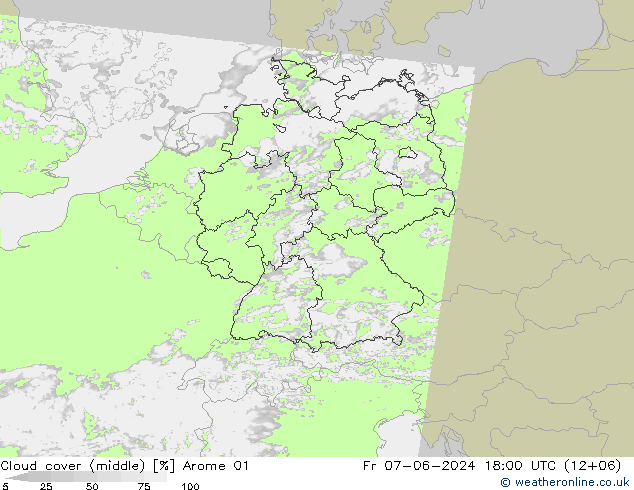 oblačnosti uprostřed Arome 01 Pá 07.06.2024 18 UTC