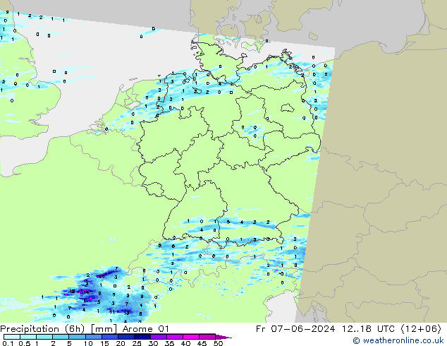 Nied. akkumuliert (6Std) Arome 01 Fr 07.06.2024 18 UTC