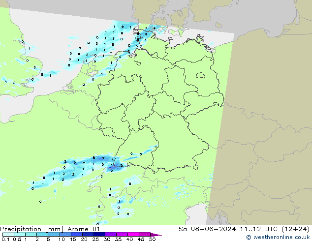 Precipitation Arome 01 Sa 08.06.2024 12 UTC