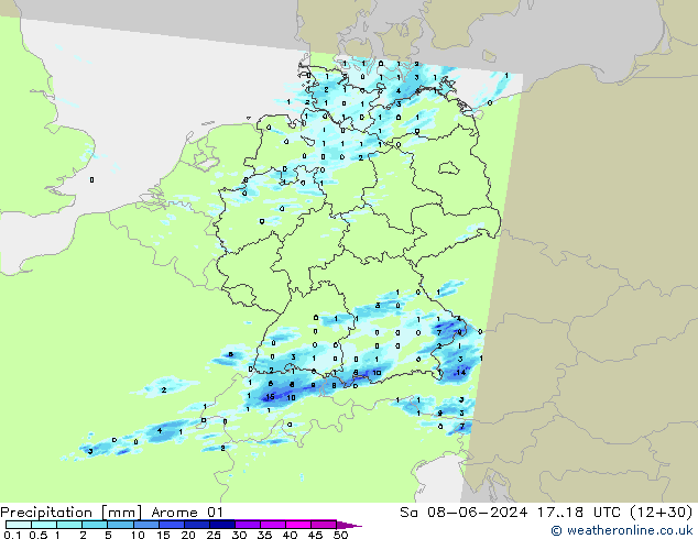 Précipitation Arome 01 sam 08.06.2024 18 UTC