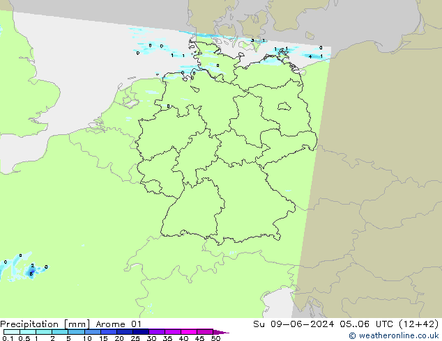 Precipitación Arome 01 dom 09.06.2024 06 UTC