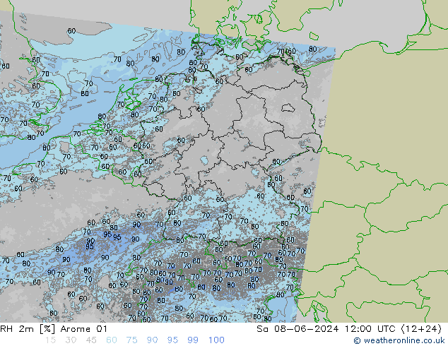 RH 2m Arome 01 Sa 08.06.2024 12 UTC