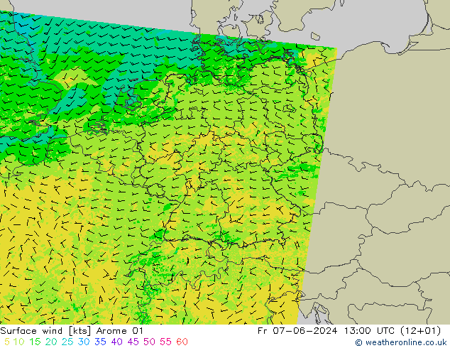 Vent 10 m Arome 01 ven 07.06.2024 13 UTC