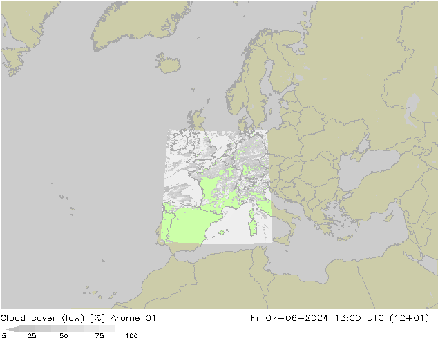 Bulutlar (düşük) Arome 01 Cu 07.06.2024 13 UTC