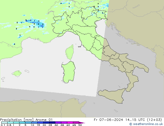 Precipitazione Arome 01 ven 07.06.2024 15 UTC