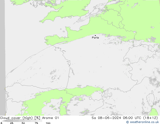 vysoký oblak Arome 01 So 08.06.2024 06 UTC