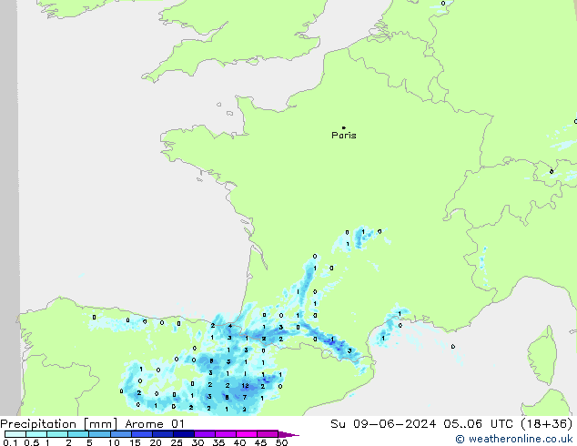 Yağış Arome 01 Paz 09.06.2024 06 UTC