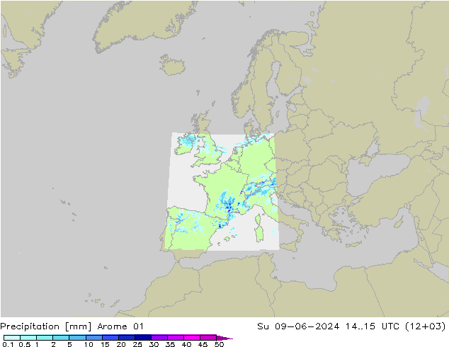 Yağış Arome 01 Paz 09.06.2024 15 UTC