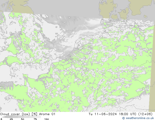 Nuages (bas) Arome 01 mar 11.06.2024 18 UTC