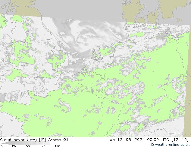zachmurzenie (niskie) Arome 01 śro. 12.06.2024 00 UTC