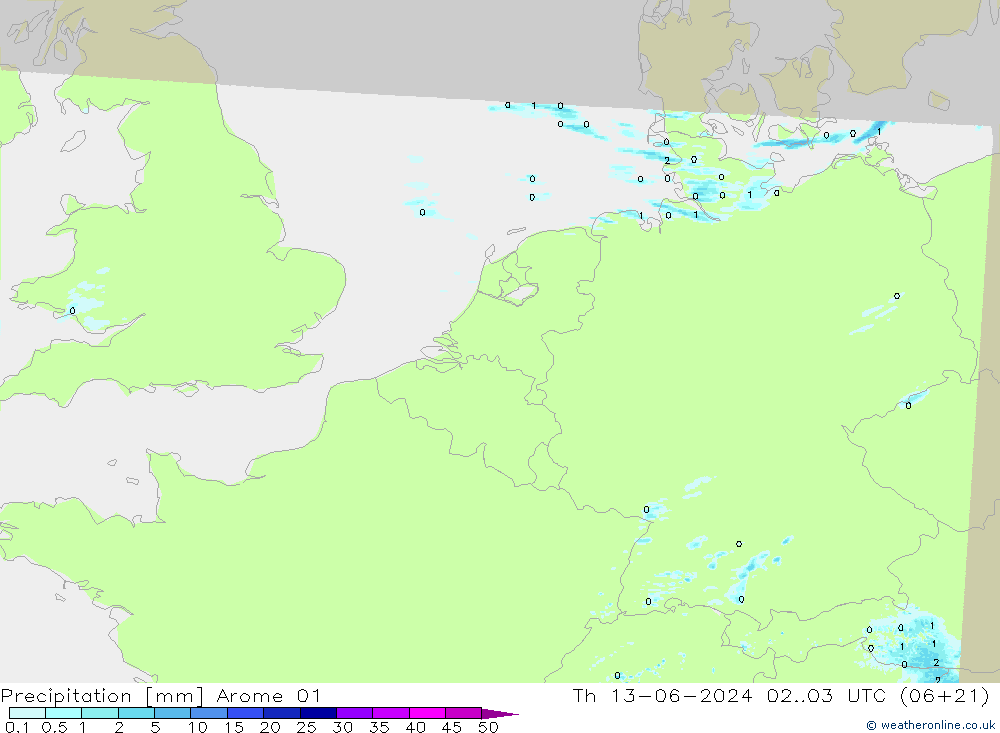 Precipitazione Arome 01 gio 13.06.2024 03 UTC