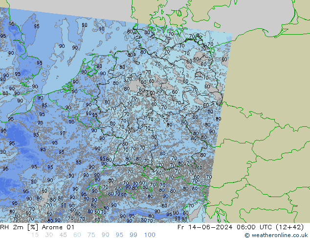 RH 2m Arome 01 Fr 14.06.2024 06 UTC