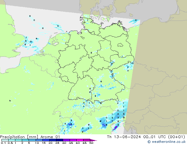 Yağış Arome 01 Per 13.06.2024 01 UTC