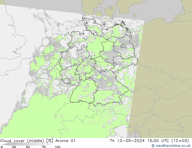 Nubi medie Arome 01 gio 13.06.2024 15 UTC