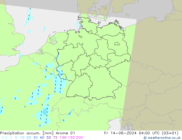 Precipitation accum. Arome 01 Sex 14.06.2024 04 UTC