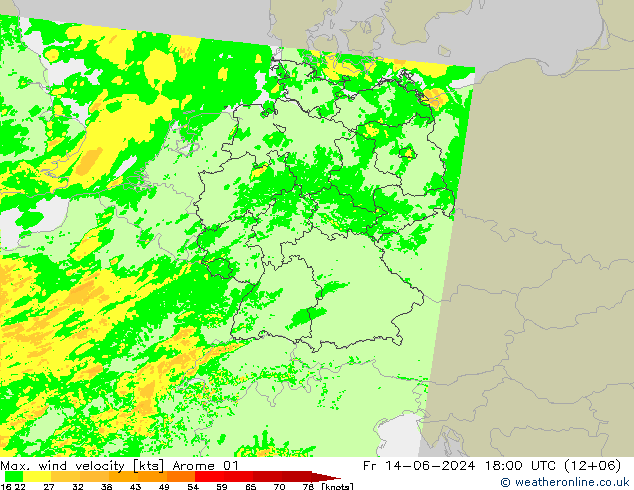 Windböen Arome 01 Fr 14.06.2024 18 UTC