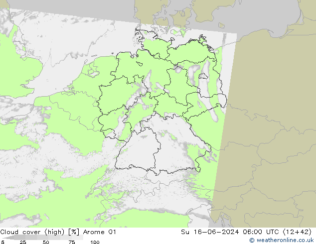 zachmurzenie (wysokie) Arome 01 nie. 16.06.2024 06 UTC